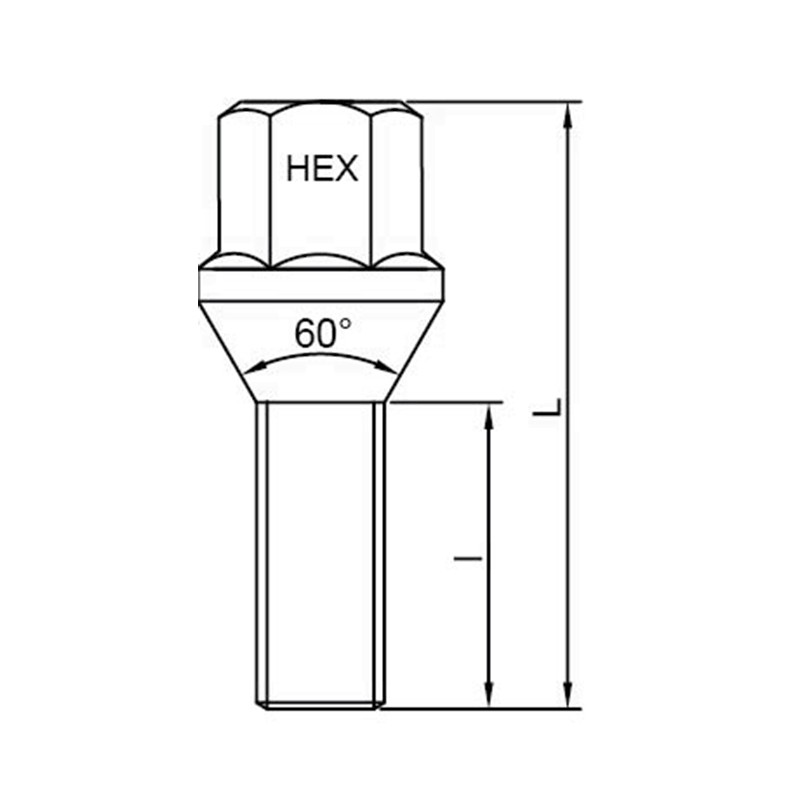 Perno de rueda para automóvil con asiento cónico cromado WF-B002
