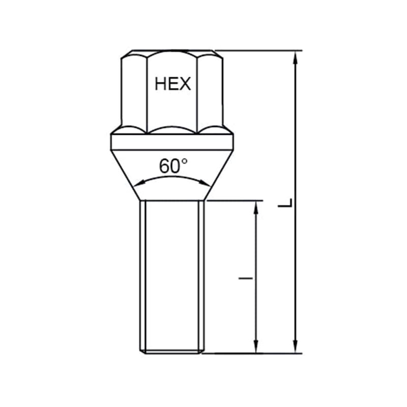 Perno de orejeta de rueda de asiento cónico cromado WF-B004-B Perno de orejeta de rueda de asiento cónico cromado WF-B004-B