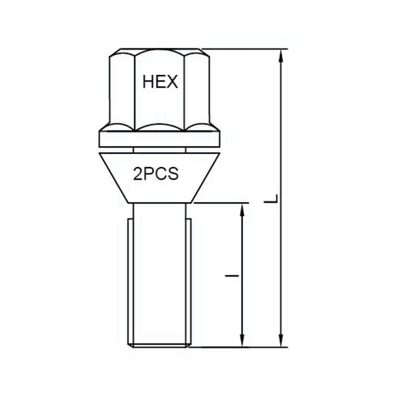 Perno de orejeta de rueda PCD Ball‑Seat WF-B014