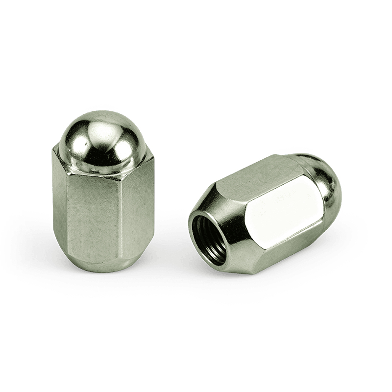 Tuercas cónicas para asiento de bellota con parte superior de cúpula extendida cromada hexagonal WF-N035